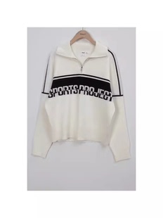 duoyi朵以2024春新款 半拉链POLO领运动风毛针织39dc531107