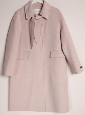 朵以冬专柜正品甜美时尚领结中长款毛呢大衣34TD703039