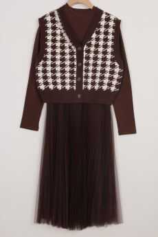 duoyi朵以2023冬季新款正品商场同款时尚毛织两件套38BD539037