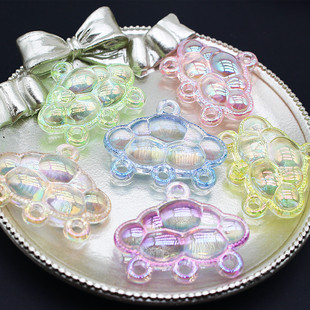 27mm亚克力Uv镀高透四孔云朵吊坠珠手工DIY手机链车挂饰品配件