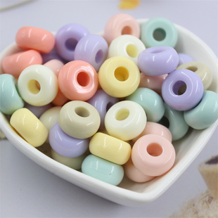 奶油色算盘珠14mm亚克力车轮珠diy钥匙扣串珠手机绳发绳饰品配件