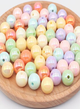 高货马卡龙镀彩实色奶酪豆圆珠通孔16mmdiy扣手机链串珠材料