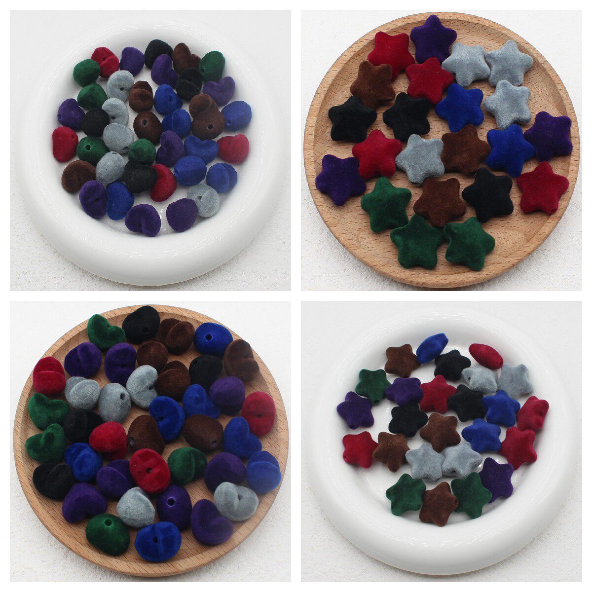 深色植绒五角星爱心串珠