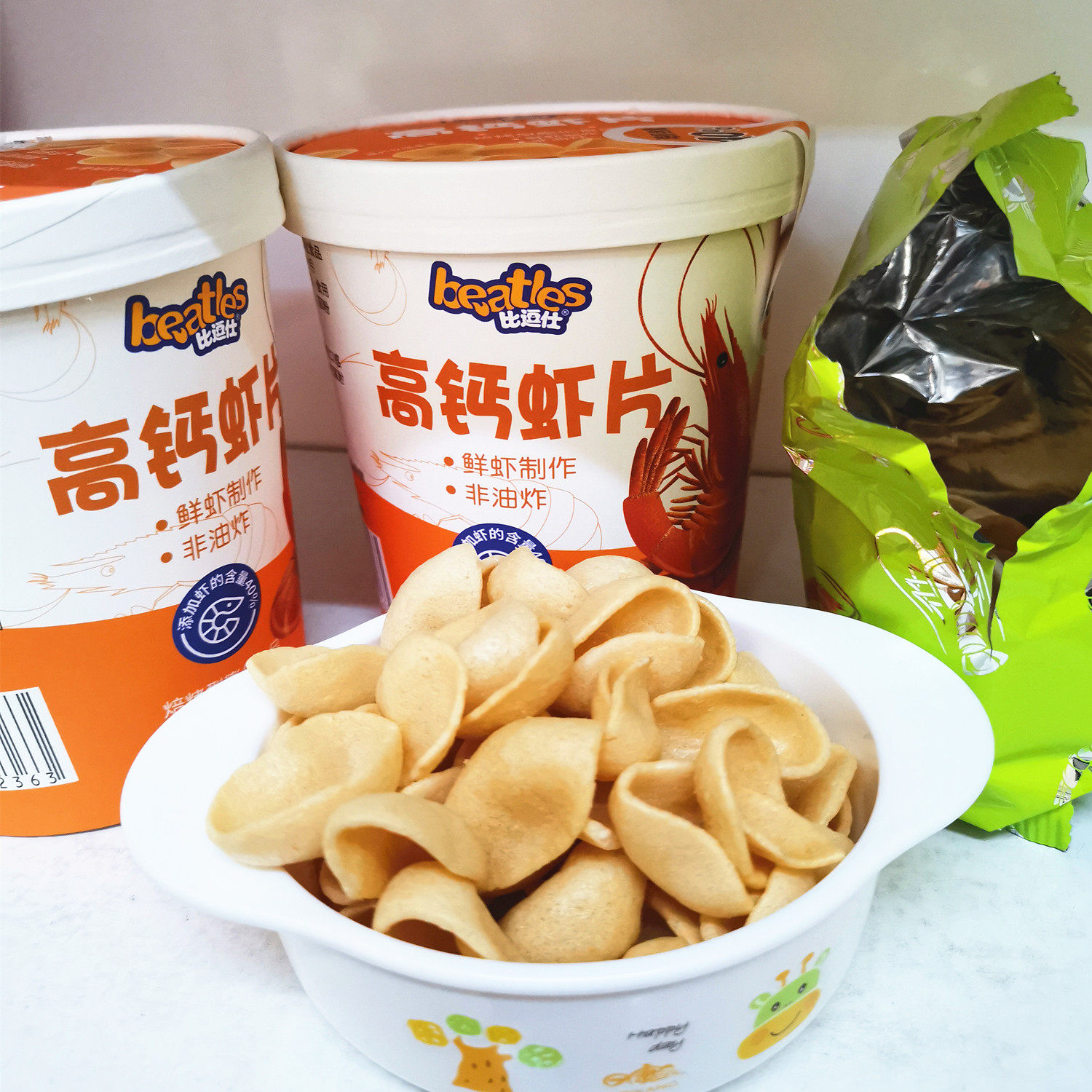 比逗仕高钙虾片 鲜虾制作 非油炸 儿童虾片 宝宝零食 28克