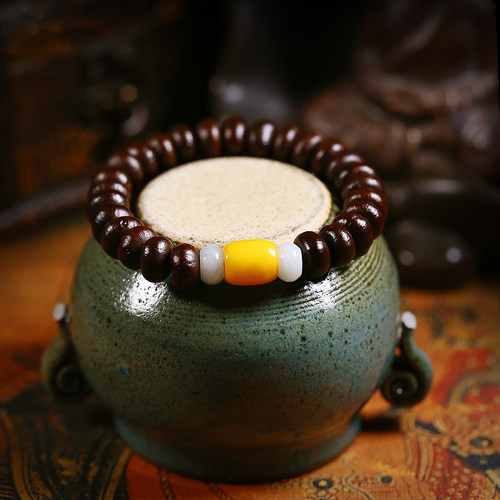 紫金钵盂手串天然蜜蜡藏式文玩