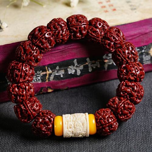 文玩大金刚菩提子红皮成品手串