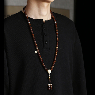 老陈籽虎皮星月菩提手串20年108颗玉化菩提雪巴琉璃三通项链配饰