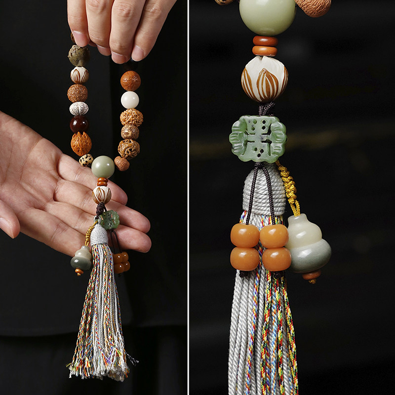 十八籽菩提手串配饰朱砂本命年生肖流苏文玩佛珠正品菩提子手持