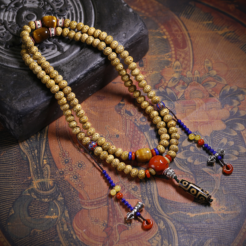 星月菩提子藏式天珠毛衣链陈籽