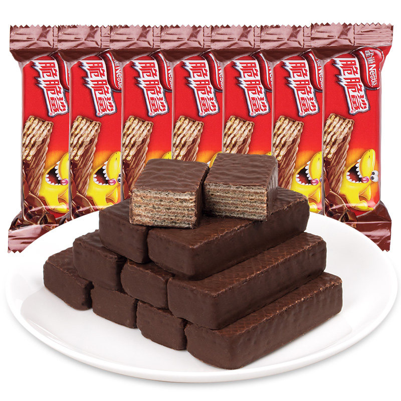 雀巢脆脆鲨巧克力威化夹心散装饼干500g原味奶白抹茶花生多规格