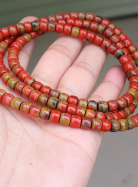 南红玛瑙黄皮包浆老型108佛珠直切佛珠老形手链包浆手串男女