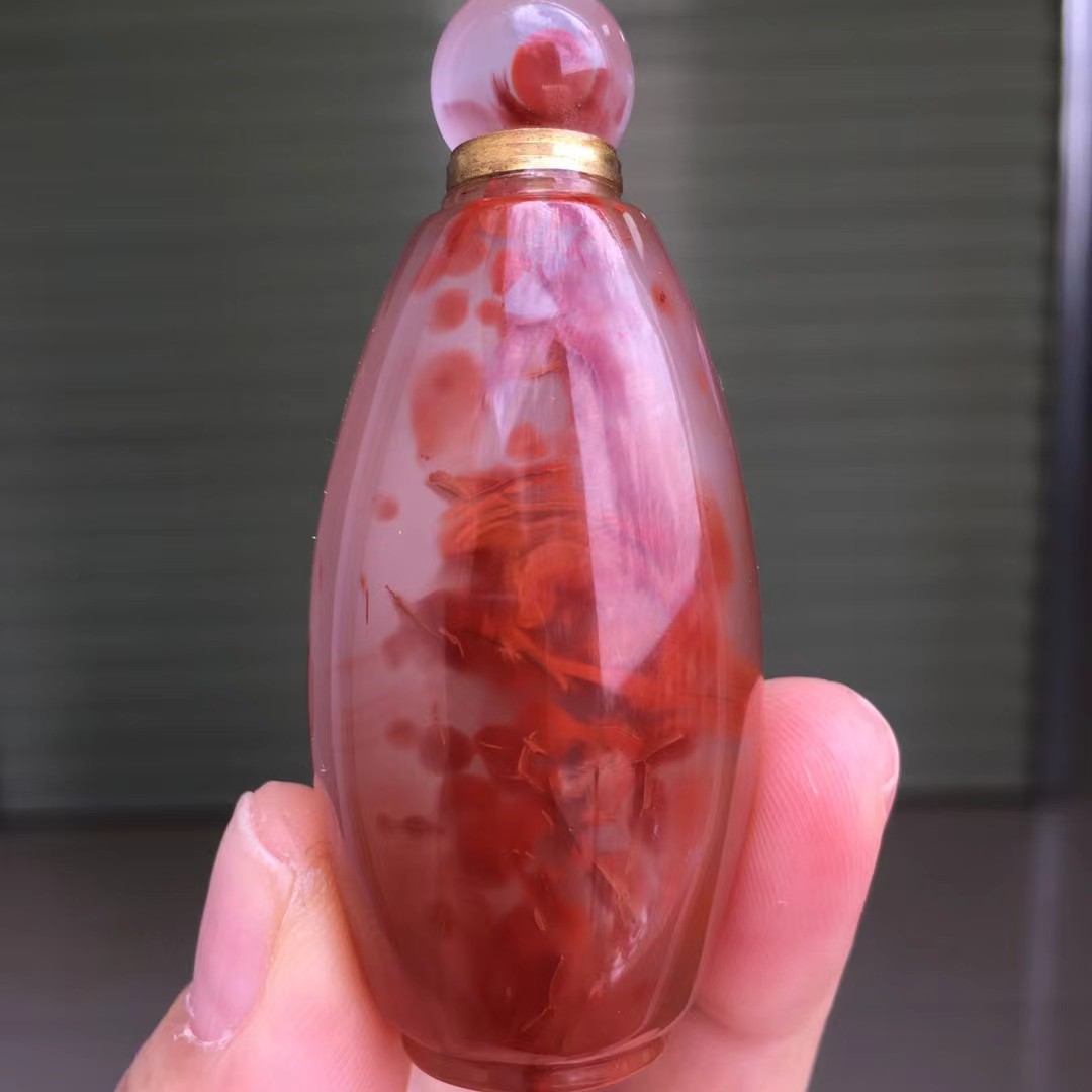 南红玛瑙天然南红玛瑙随行毛衣链吊坠桶珠鼻烟壶火焰纹