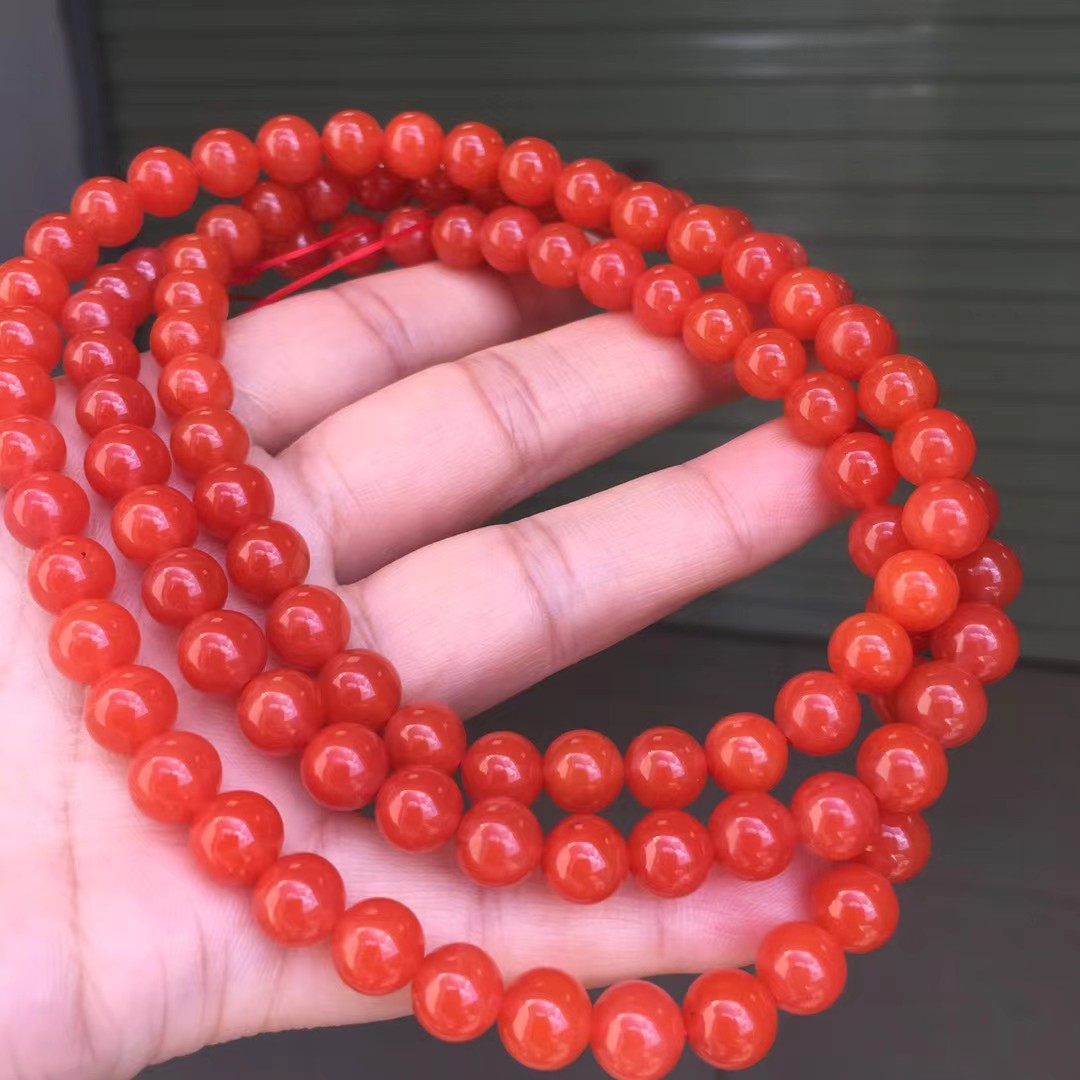凉山天然南红玛瑙樱桃红手链手串佛珠108项链毛衣链