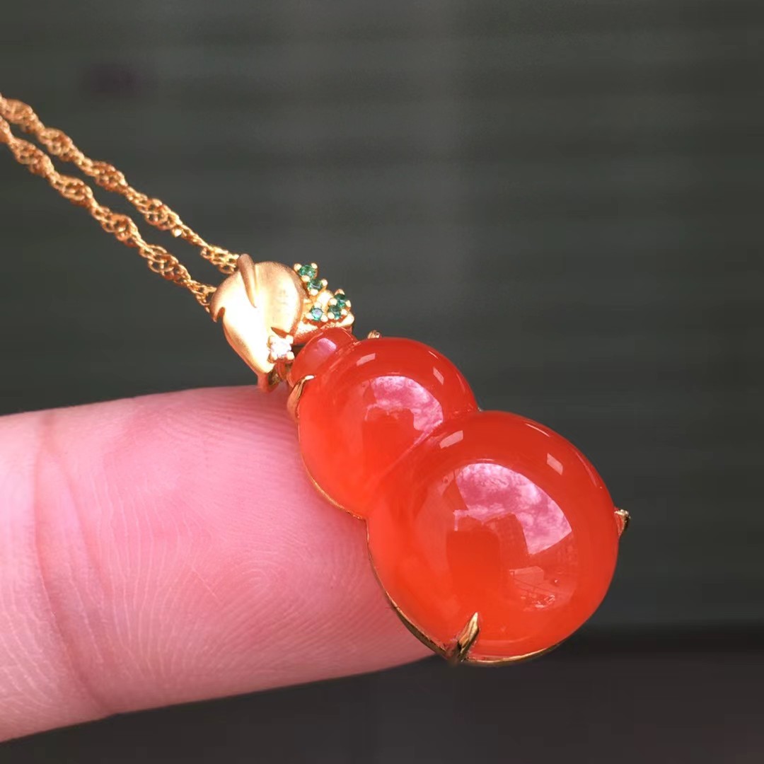 天然南红玛瑙吊坠挂坠diy项链配件猫眼石情侣款福禄玉坠水晶玉石