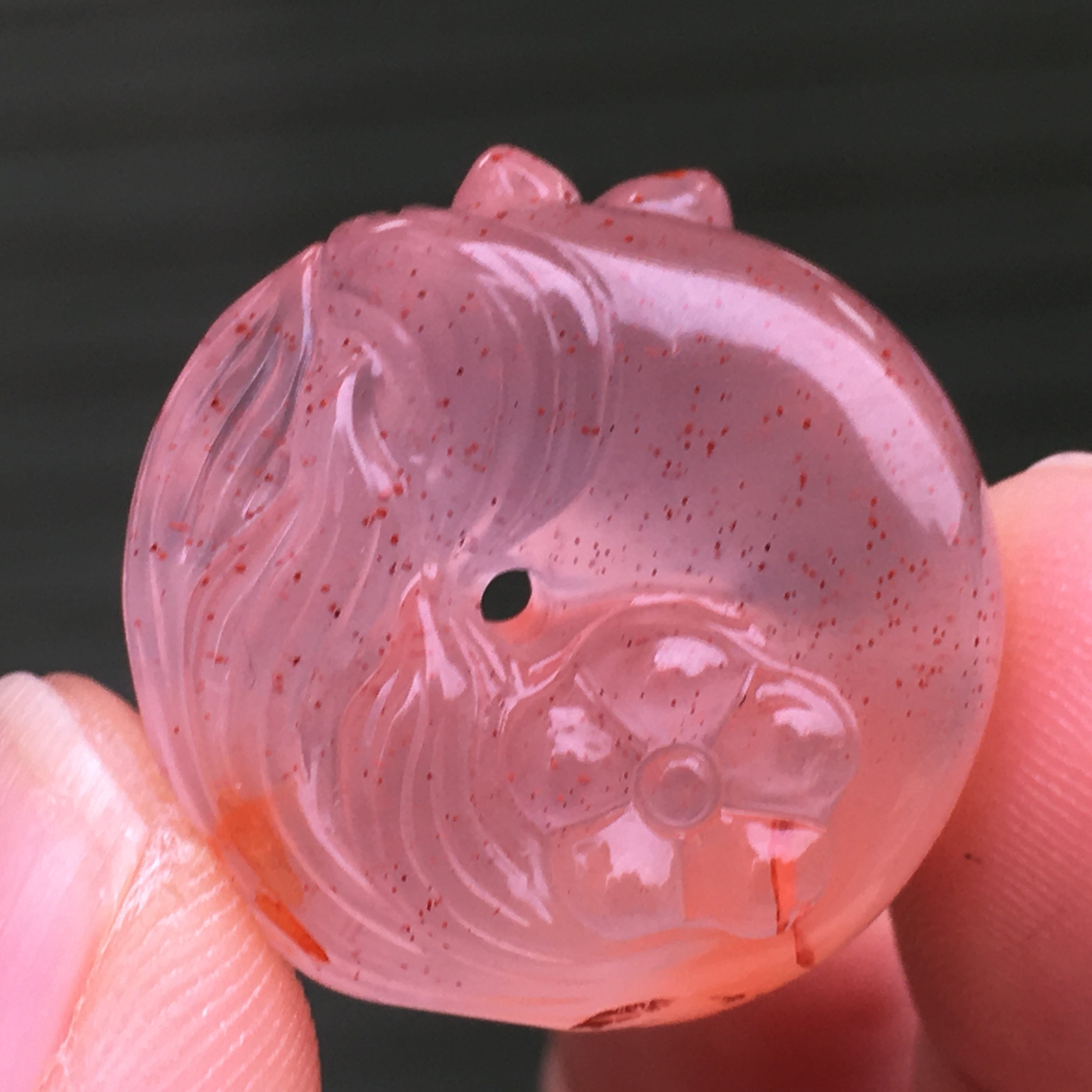 南红玛瑙吊坠柿子红吊坠18k金镶嵌吊坠