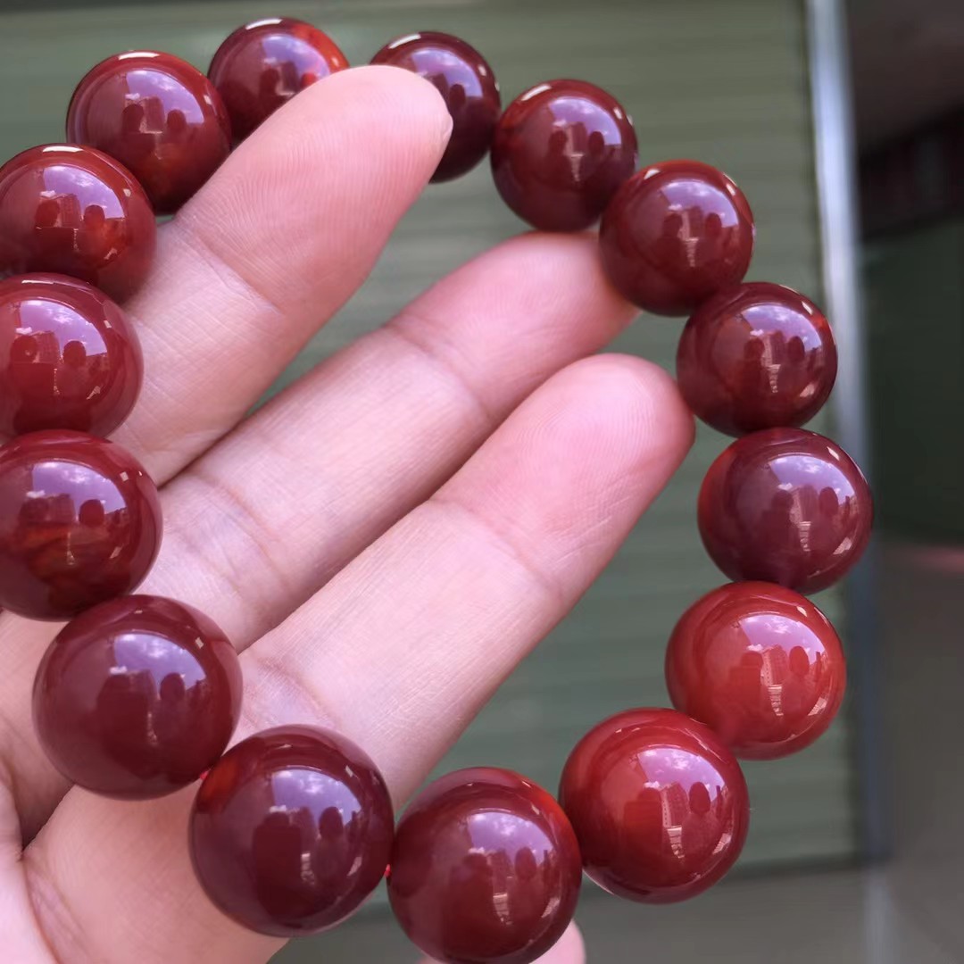 南红玛瑙天然南红玛瑙手串手链女款随行毛衣链柿子红老型瓦西料