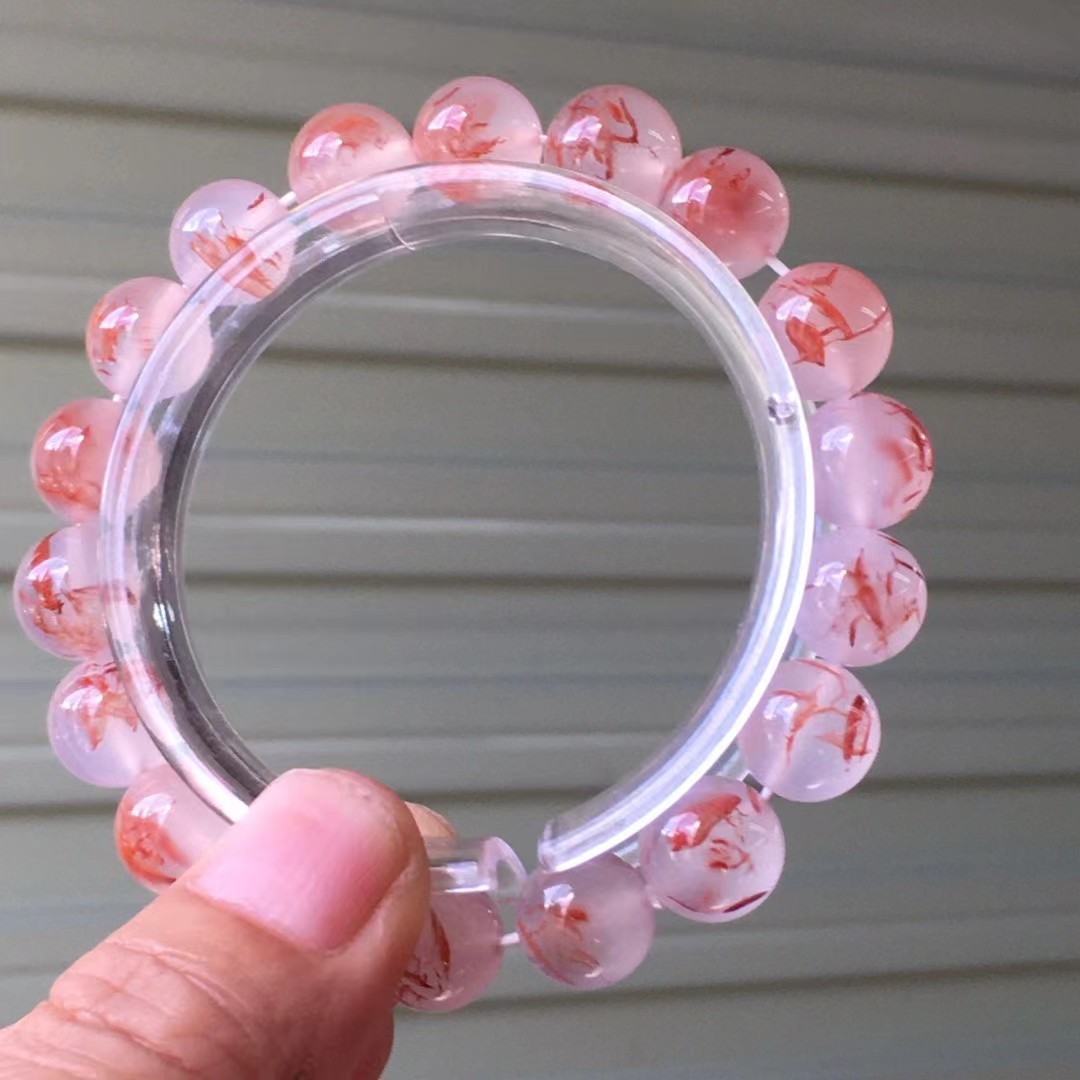 天然柿子红手串手链项链毛衣链瓦西料冰飘草花