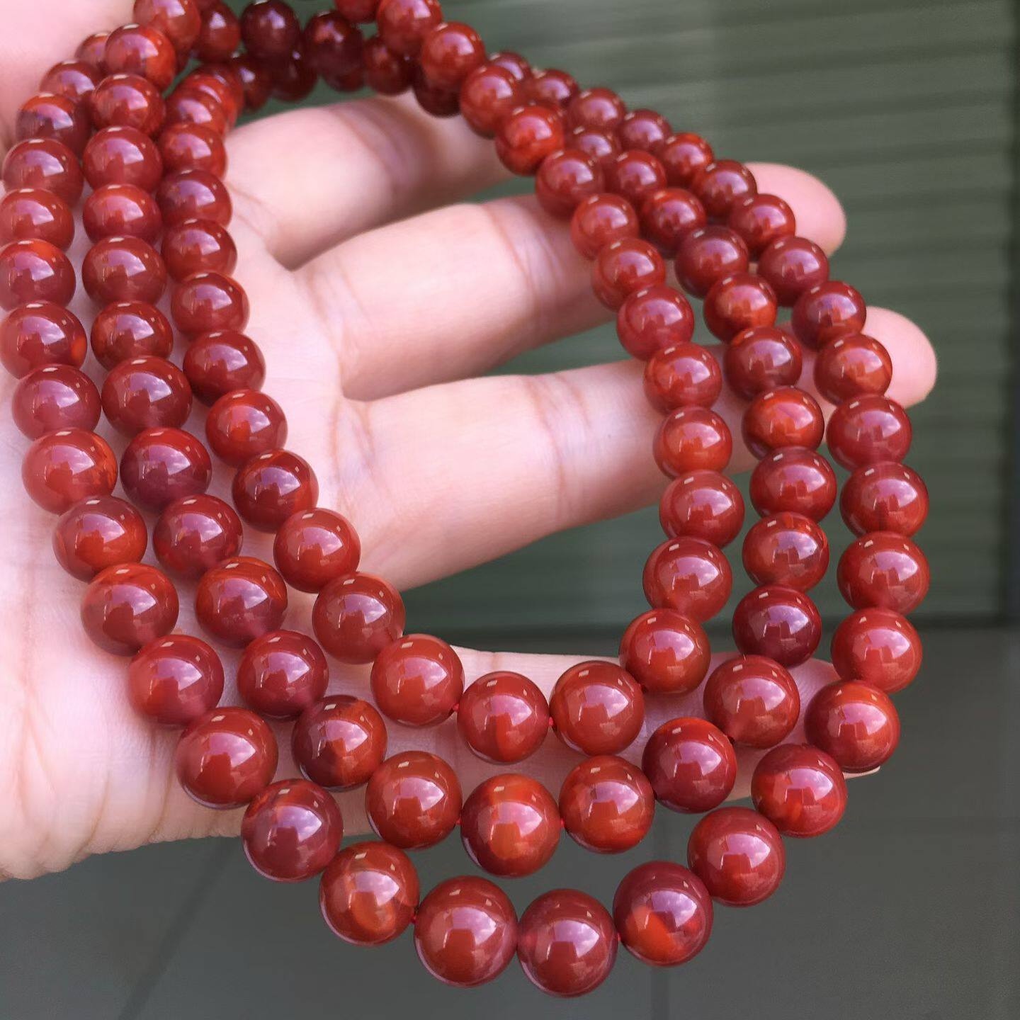 南红玛瑙天然南红玛瑙手串佛珠多圈满肉本命年手链火焰纹