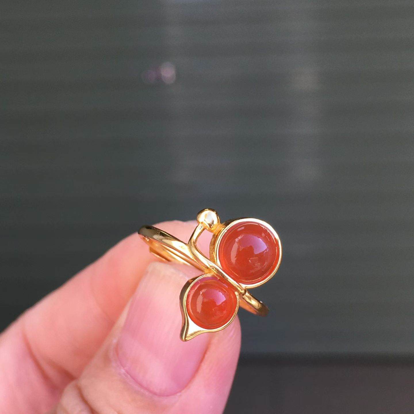 南红玛瑙保山冰红18k金戒指指环满色满肉