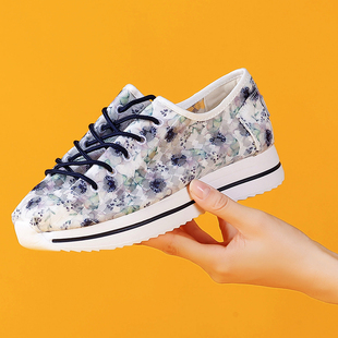 汤姆斯女鞋 网面百搭休闲蕾丝松糕单鞋 舒适夏季 厚底布鞋 新款 Tt&Mm