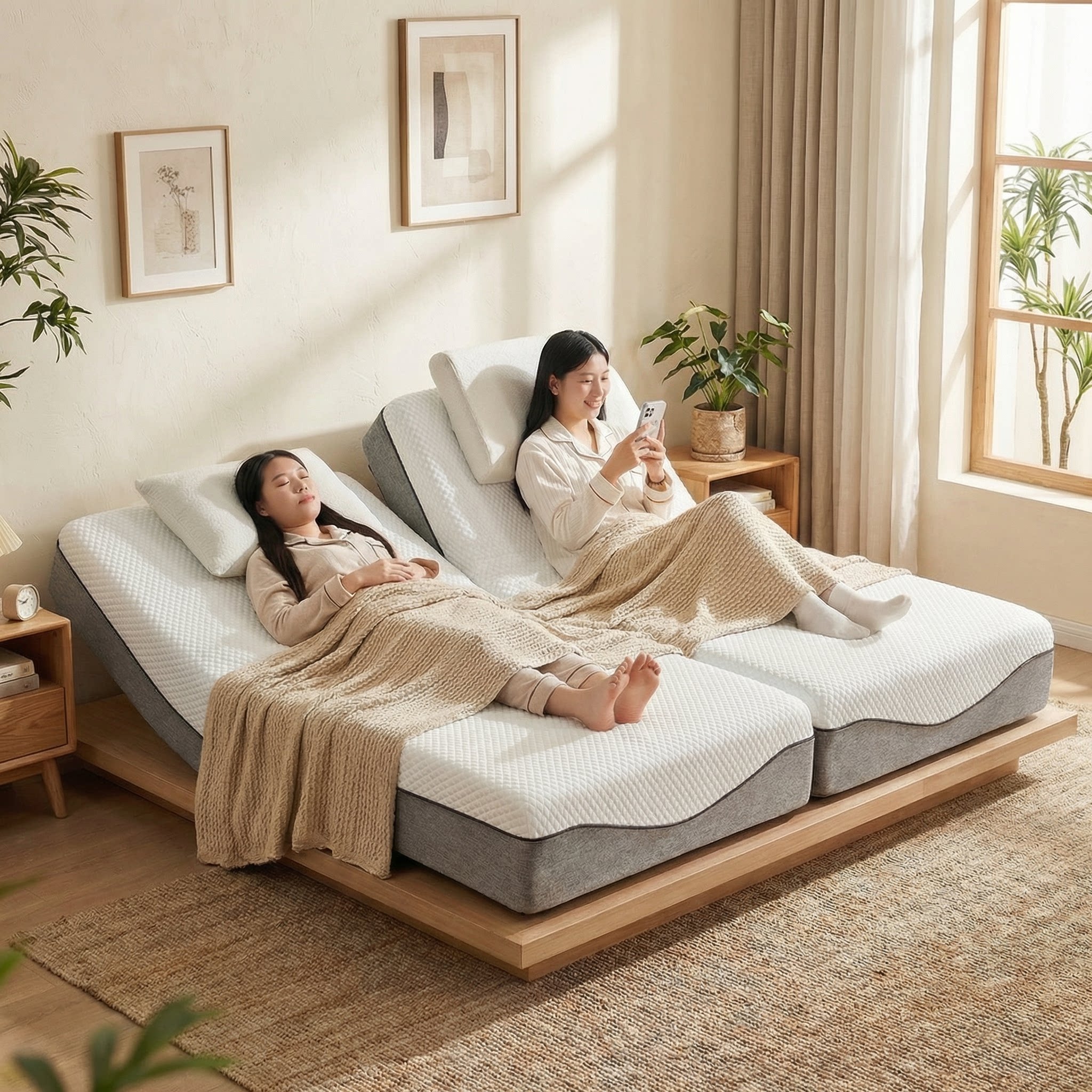 电动床垫3D智能升降1.8M助起现代卧室语音按摩多功能零重力双人垫