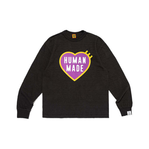 HUMAN MADE SS26 宽松心形LOGO字母百搭圆领长袖T恤 男女同款