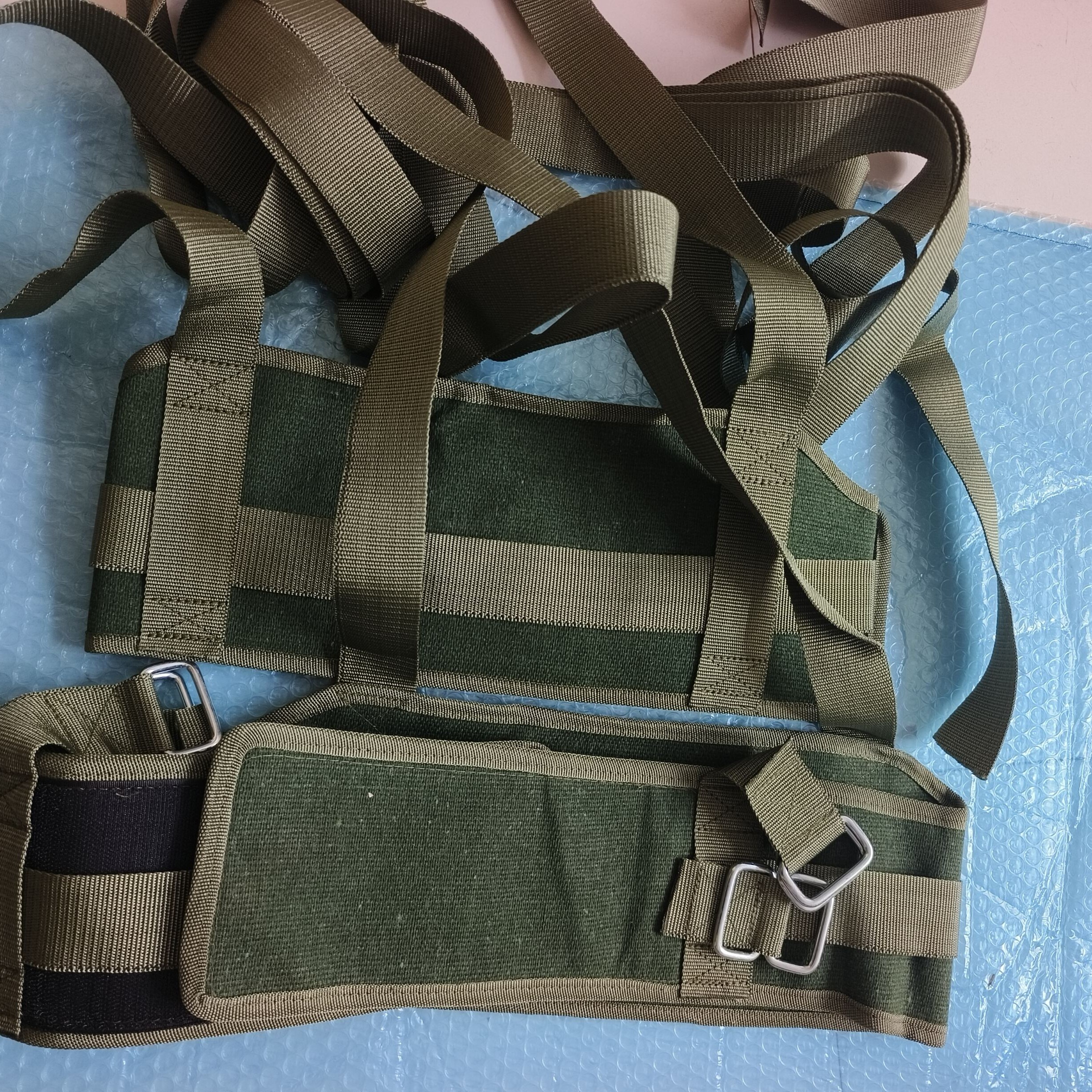 牵引带腰椎家用绿帆布自粘式矫正保健护具(护腰/膝/