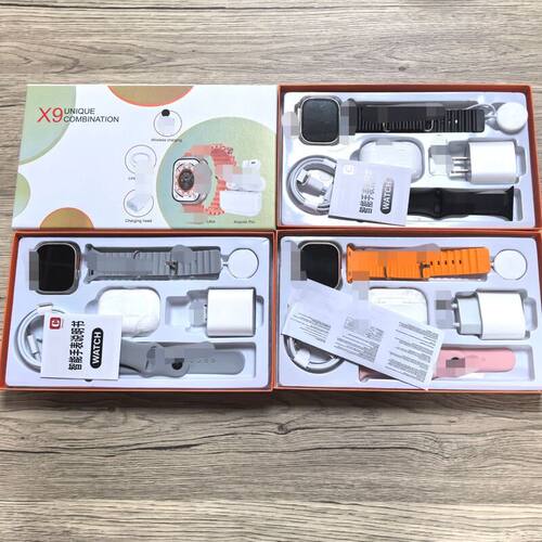 跨境华强北X9智能手表ULTRA3蓝牙耳机六合一套装双表带礼品带中文