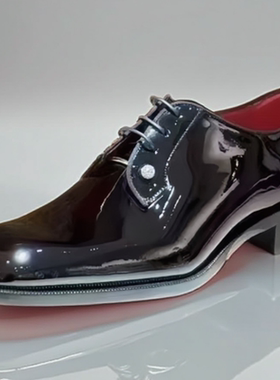 2025男士正装真皮漆皮cl红底鞋系带低帮休闲皮鞋增高新郎高级婚鞋