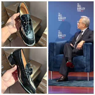 通勤老钱风真皮石头纹一脚蹬乐福鞋cl红底鞋手工串线皮鞋牛皮男鞋