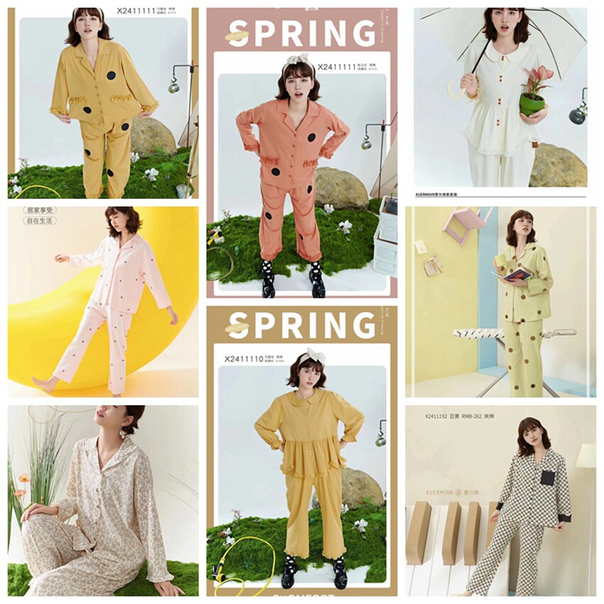 雪尔绵女纯棉甜美家居服可外穿