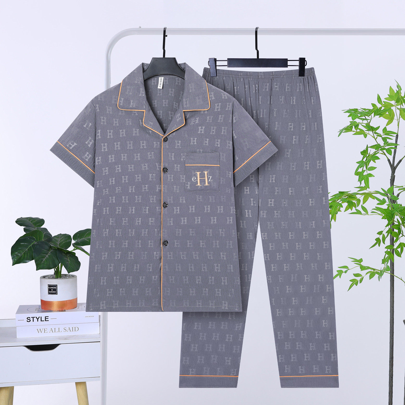 夏款短袖睡衣男士纯棉薄款加肥大码云感棉中老年胖爸爸家居服套装
