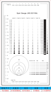 点线规卡规对比卡面积规刮伤圆 椭圆直径线宽线条粗细 Spot Gauge