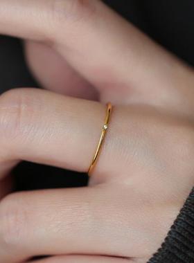 强推极细！不掉色碎钻日式戒指女简约小众轻奢ins风尾戒指环