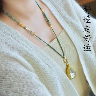 千里江山吊坠挂绳桃花项链挂坠手工绳子玉坠挂配绳子黄金翡翠高货