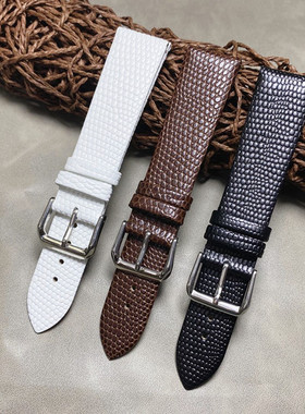 牛皮蜥蜴纹手表带薄款柔软10mm12mm14mm16mm18mm20mm22mm黑 棕 白