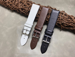 牛皮蜥蜴纹手表带薄款柔软10mm12mm14mm16mm18mm20mm22mm黑 棕 白