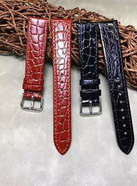 手表表带真皮牛皮12mm13mm14mm16mm18mm20mm亮面薄款柔软表带针扣