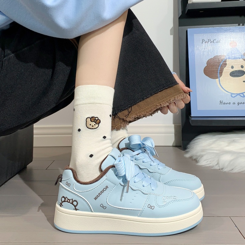 回力KT猫板鞋女冬季新款刺绣加绒保暖百搭韩版学生小白鞋二棉鞋女