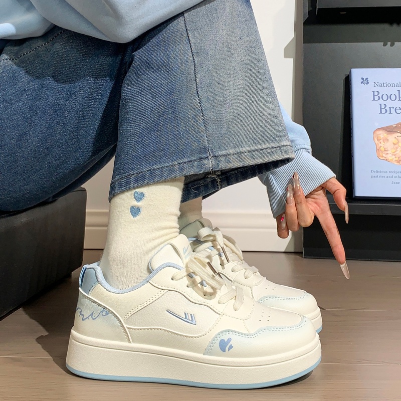 回力女鞋原创蓝色增高板鞋女厚底学生面包鞋百搭小白鞋春秋季新款