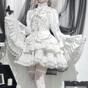 内搭哥特风打底衬衫 暗香蝠动姬袖 暗黑豹了个猫原创lolita 现货