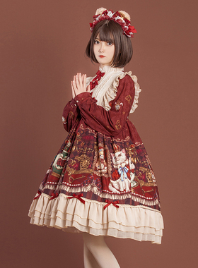 豹了个猫原创lolita皇冠熊OP可爱仙女裙宽松洛丽塔日常连衣长裙