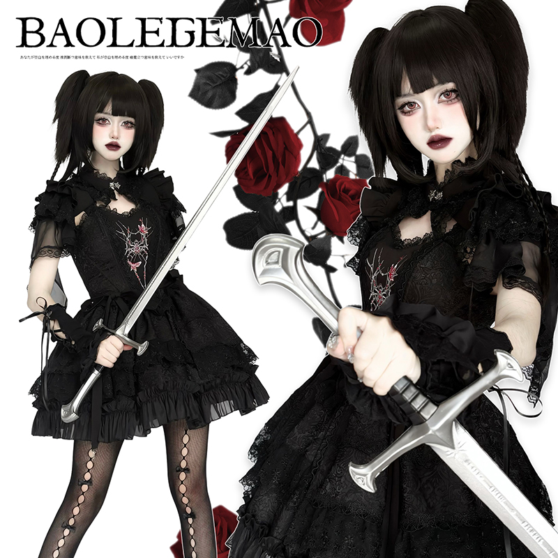 分体蕾丝蜘蛛坎肩优雅洛丽塔短裙