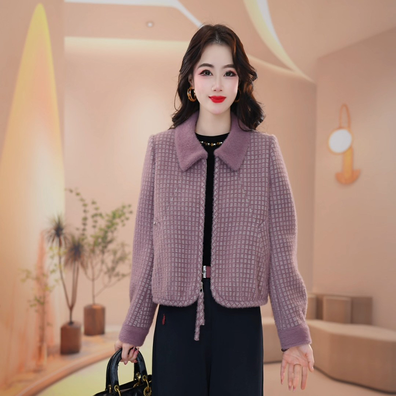 时尚雪花绒外套中长款女高级感减龄2025秋冬显瘦新款轻奢百搭遮肉