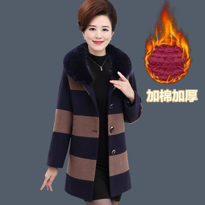 冬季妈妈装中年加大码毛呢外套