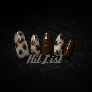 HitList原创辣妹日系奶牛棕红色持久指甲贴片光疗胶少女彩妆指甲