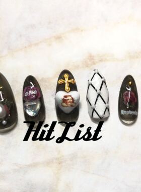 Hit List原创半透黑色天使爱心穿戴式美甲贴片日系软妹彩妆指甲