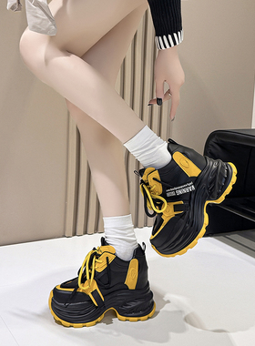 欧货爆款9cm内增高休闲运动鞋松糕厚底2026春季新款老爹鞋女ins潮