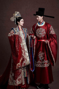出租倒叙正品中式宋制汉服婚服婚礼定制嫁衣凤冠霞帔婚礼新娘租赁