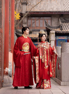 出租遇囍来汉服女明制婚服盘金绣云肩汉婚中式婚礼嫁衣繁花醉